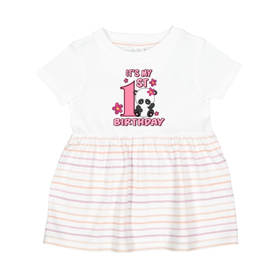 Inktastic It's My First Birthday with Panda Bear Girls Baby Dress