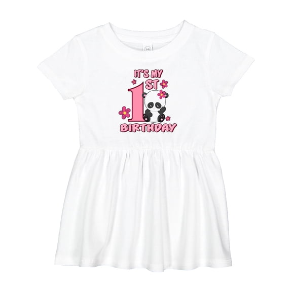 Inktastic It's My First Birthday with Panda Bear Girls Baby Dress