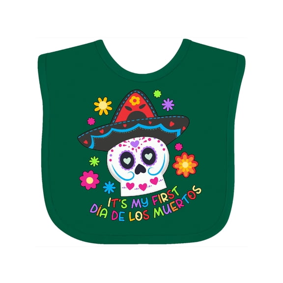 Inktastic It's My First DÃ­a De Los Muertos Sugar Skull in a Sombrero Boys or Girls Baby Bib