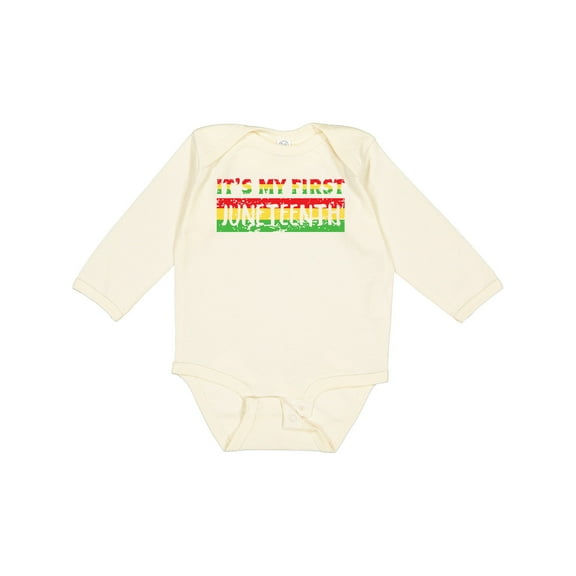 Inktastic It's My First Juneteenth Red, Yellow, and Green Boys or Girls Long Sleeve Baby Bodysuit