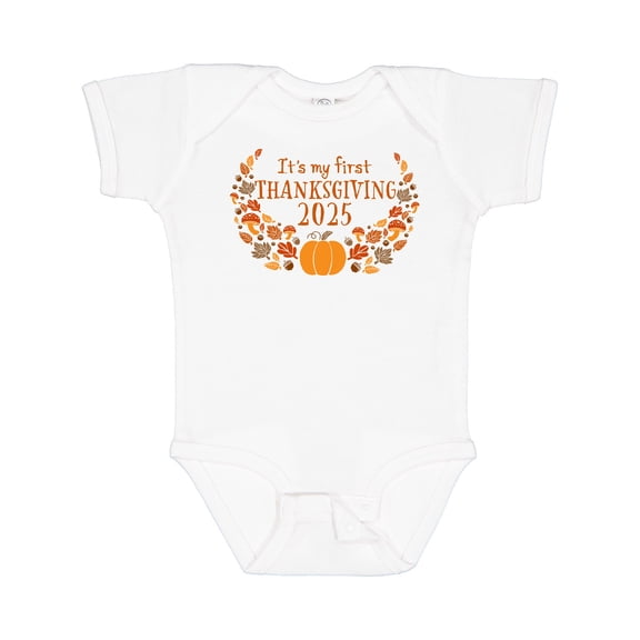 Inktastic It's My First Thanksgiving 2025 Boys or Girls Baby Bodysuit