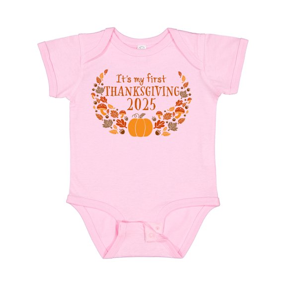 Inktastic It's My First Thanksgiving 2025 Boys or Girls Baby Bodysuit