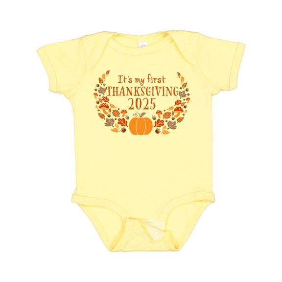 Inktastic It's My First Thanksgiving 2025 Boys or Girls Baby Bodysuit
