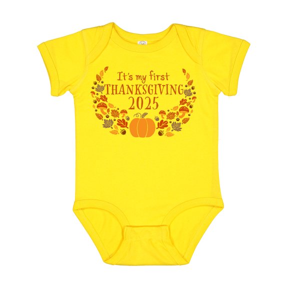 Inktastic It's My First Thanksgiving 2025 Boys or Girls Baby Bodysuit