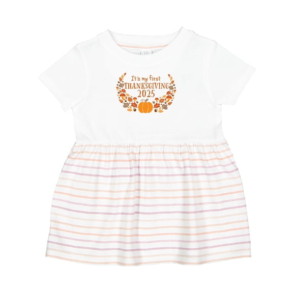 Inktastic It's My First Thanksgiving 2025 Girls Baby Dress
