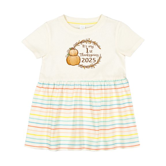 Inktastic It's My First Thanksgiving 2025 Girls Baby Dress