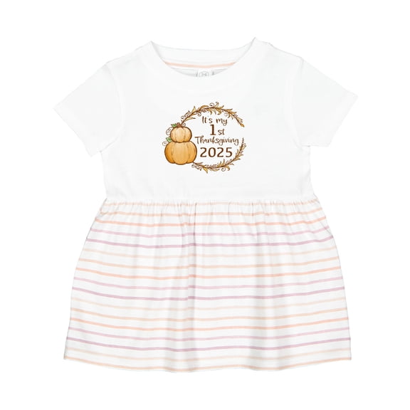 Inktastic It's My First Thanksgiving 2025 Girls Baby Dress