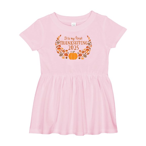 Inktastic It's My First Thanksgiving 2025 Girls Baby Dress