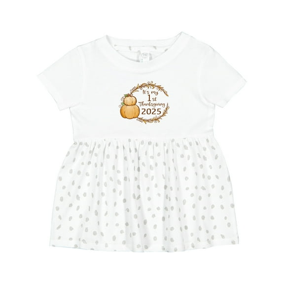 Inktastic It's My First Thanksgiving 2025 Girls Baby Dress