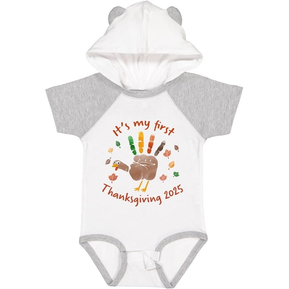 Inktastic It's My First Thanksgiving Hand Turkey 2025 Boys or Girls Baby Bodysuit