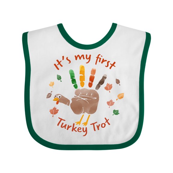 Inktastic It's My First Turkey Trot Boys or Girls Baby Bib