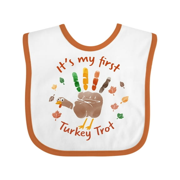 Inktastic It's My First Turkey Trot Boys or Girls Baby Bib
