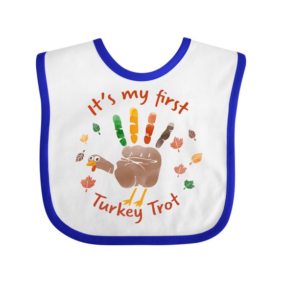 Inktastic It's My First Turkey Trot Boys or Girls Baby Bib