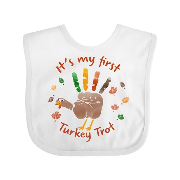 Inktastic It's My First Turkey Trot Boys or Girls Baby Bib