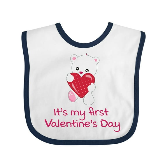 Inktastic It's My First Valentine's Day Boys or Girls Baby Bib