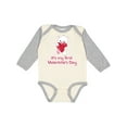 thumbnail image 1 of Inktastic It's My First Valentine's Day Boys or Girls Long Sleeve Baby Bodysuit, 1 of 5