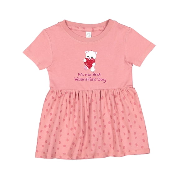 Inktastic It's My First Valentine's Day Girls Baby Dress
