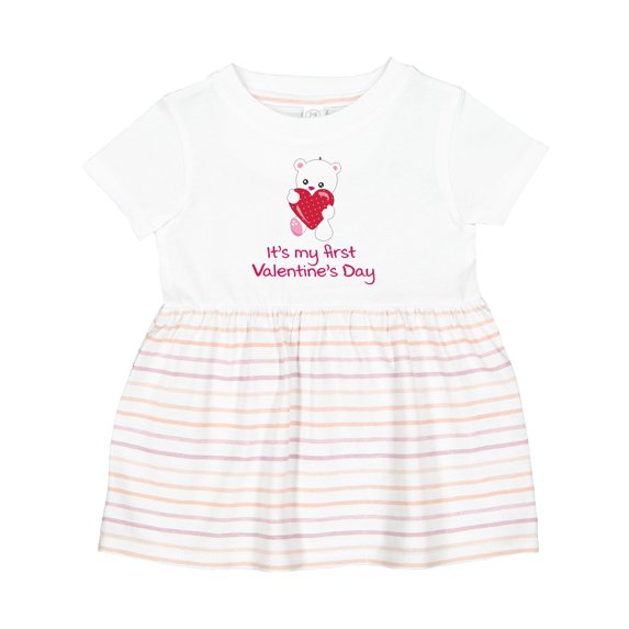 Inktastic It's My First Valentine's Day Girls Baby Dress