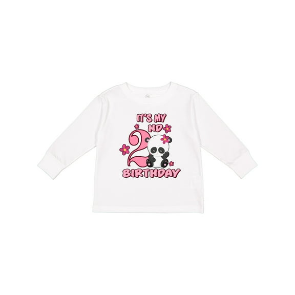 Inktastic It's My Second Birthday with Panda Bear Girls Long Sleeve Toddler T-Shirt