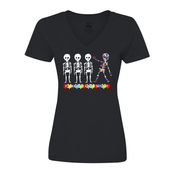 Inktastic It's Okay to Be a Little Different Autism Awareness Women's V-Neck T-Shirt