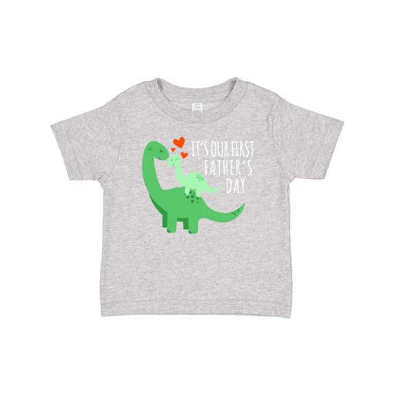 Inktastic It's Our First Father's Day Cute Dinosaur Family with Hearts Boys or Girls Baby T-Shirt