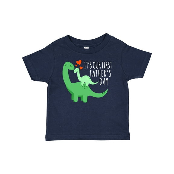 Inktastic It's Our First Father's Day Cute Dinosaur Family with Hearts Boys or Girls Baby T-Shirt