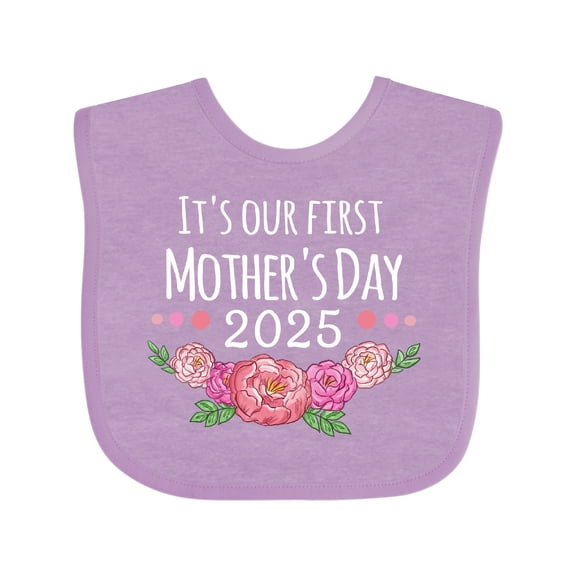 Inktastic It's Our First Mother's Day 2025 Boys or Girls Baby Bib