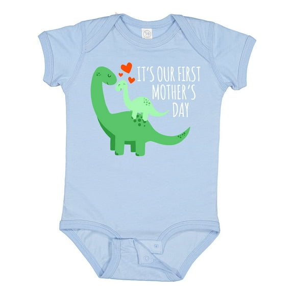 Inktastic It's Our First Mother's Day Cute Dinosaur Family with Hearts Boys or Girls Baby Bodysuit