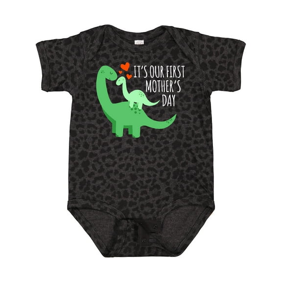 Inktastic It's Our First Mother's Day Cute Dinosaur Family with Hearts Boys or Girls Baby Bodysuit