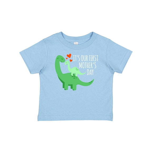 Inktastic It's Our First Mother's Day Cute Dinosaur Family with Hearts Boys or Girls Baby T-Shirt