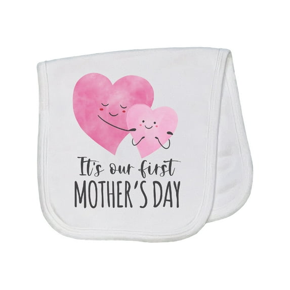 Inktastic It's Our First Mother's Day Cute Hugging Hearts Baby Burp Cloth