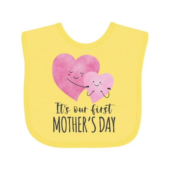 Inktastic It's Our First Mother's Day Cute Hugging Hearts Boys or Girls Baby Bib