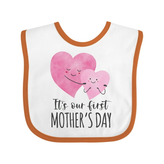 Inktastic It's Our First Mother's Day Cute Hugging Hearts Boys or Girls Baby Bib