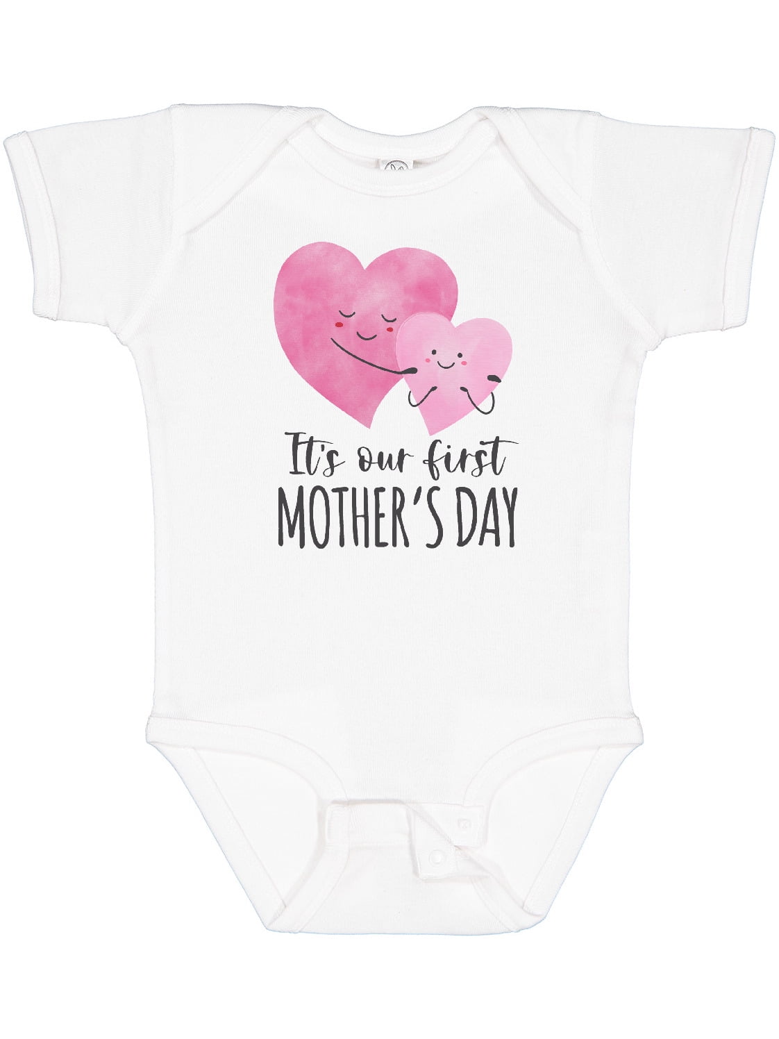 Inktastic It's Our First Mother's Day Cute Hugging Hearts Boys or Girls Baby Bodysuit