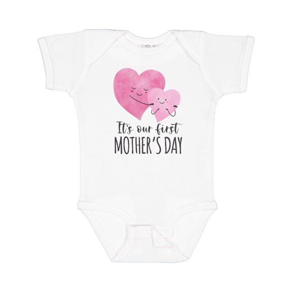 Inktastic It's Our First Mother's Day Cute Hugging Hearts Boys or Girls Baby Bodysuit