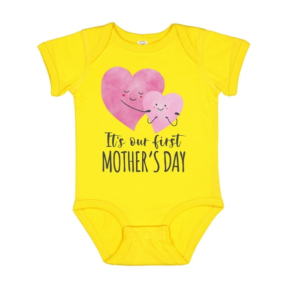 Inktastic It's Our First Mother's Day Cute Hugging Hearts Boys or Girls Baby Bodysuit