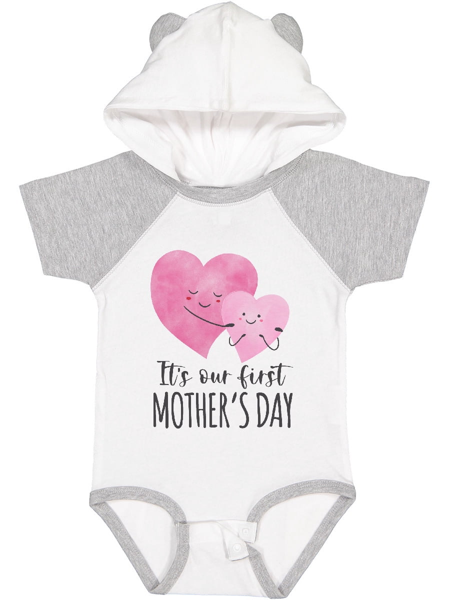 Inktastic It's Our First Mother's Day Cute Hugging Hearts Boys or Girls Baby Bodysuit