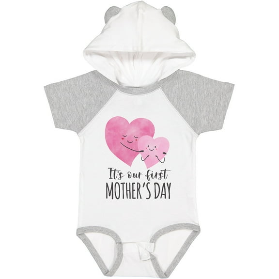 Inktastic It's Our First Mother's Day Cute Hugging Hearts Boys or Girls Baby Bodysuit