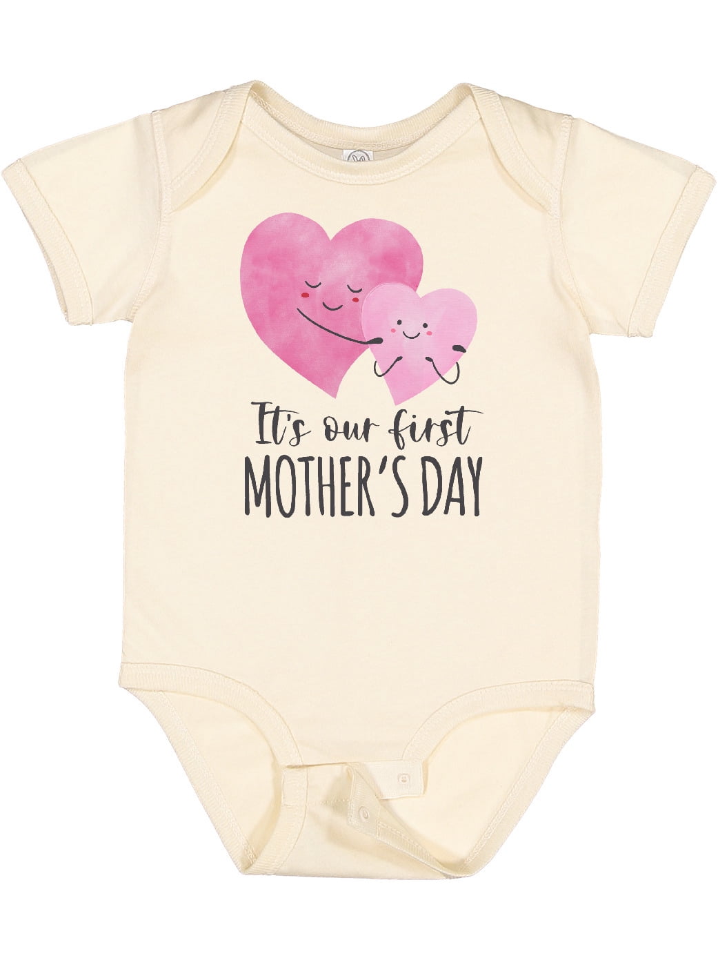 Inktastic It's Our First Mother's Day Cute Hugging Hearts Boys or Girls Baby Bodysuit