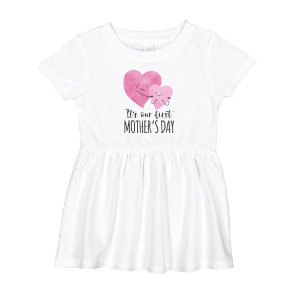 Inktastic It's Our First Mother's Day Cute Hugging Hearts Girls Baby Dress