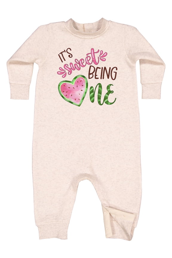 It's Sweet Being One Watermelon First Birthday Baby Fleece Romper