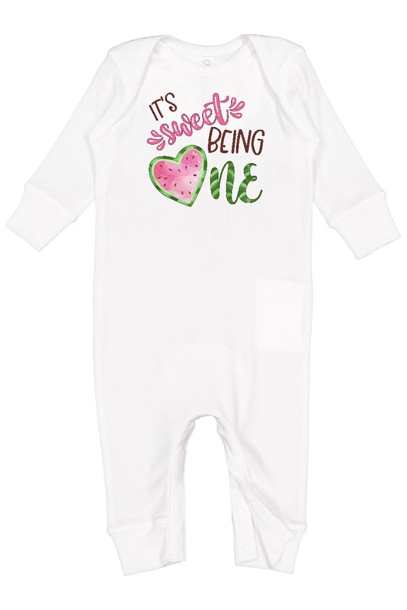 It's Sweet Being One Watermelon First Birthday Baby Romper Coveralls