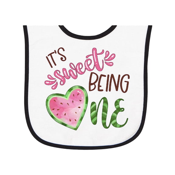 Inktastic It's Sweet Being One Watermelon First Birthday Baby Terry Cloth Bib