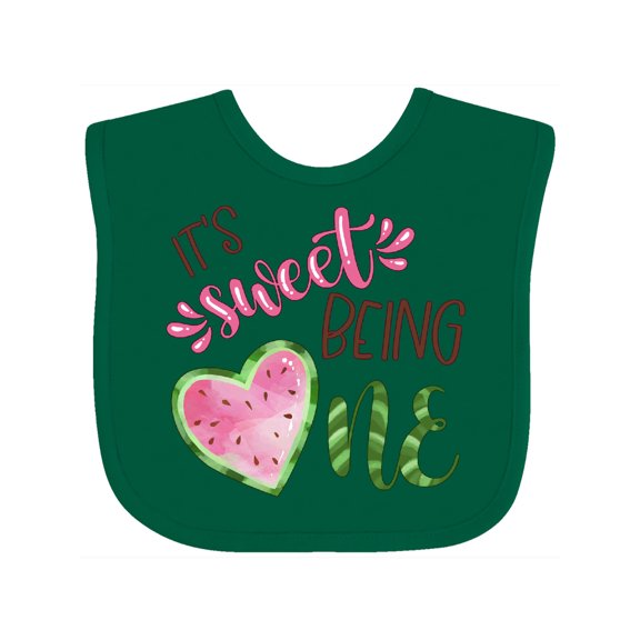 Inktastic It's Sweet Being One Watermelon First Birthday Boys or Girls Baby Bib