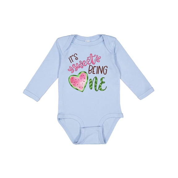 Inktastic It's Sweet Being One Watermelon First Birthday Boys or Girls Long Sleeve Baby Bodysuit