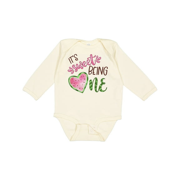 Inktastic It's Sweet Being One Watermelon First Birthday Boys or Girls Long Sleeve Baby Bodysuit