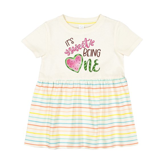 Inktastic It's Sweet Being One Watermelon First Birthday Girls Baby Dress