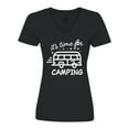 thumbnail image 1 of Inktastic It's Time for Camping with Camper Women's V-Neck T-Shirt, 1 of 5