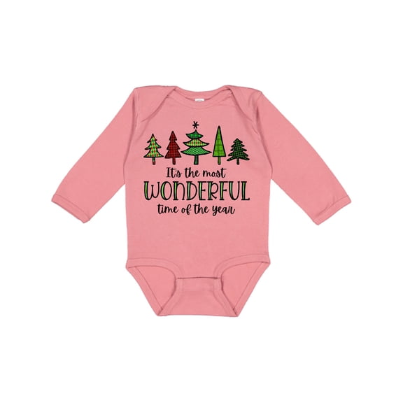 Inktastic It's the Most Wonderful Time of the Year Fun Christmas Trees Boys or Girls Long Sleeve Baby Bodysuit