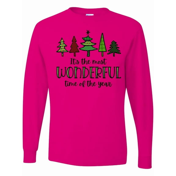 Inktastic It's the Most Wonderful Time of the Year Fun Christmas Trees Long Sleeve T-Shirt